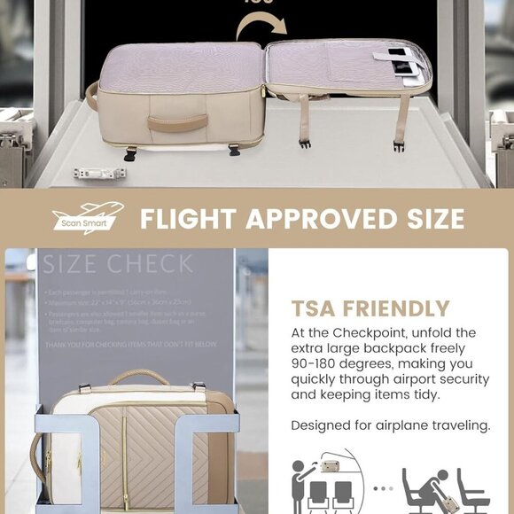 Large Travel Backpack for Women, TSA Carry on Backpack for Airplanes, 40L Person - Picture 4 of 9